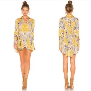 Free People Field of Butterflies Silky Paisely Print Tunic or Mini Dress
